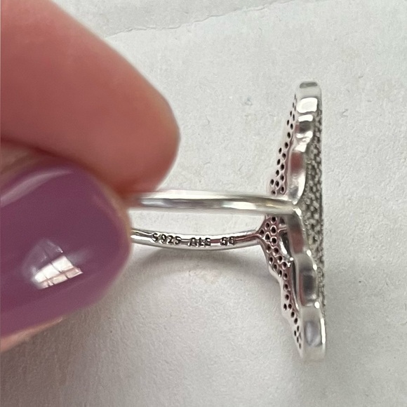 Pandora Sparkling Lace Statement Ring . - Picture 3 of 5